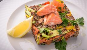 Delicate,Fillet,Of,Grilled,Salmon,On,A,Cushion,Of,Quinoa